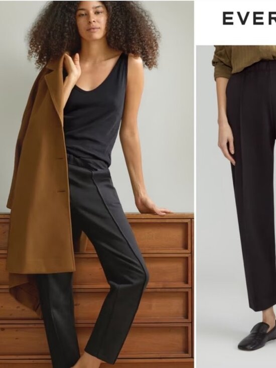 Everlane Pants - Everlane Black Tapered Leg Pants Dream Slim High Waisted Trousers Office Small